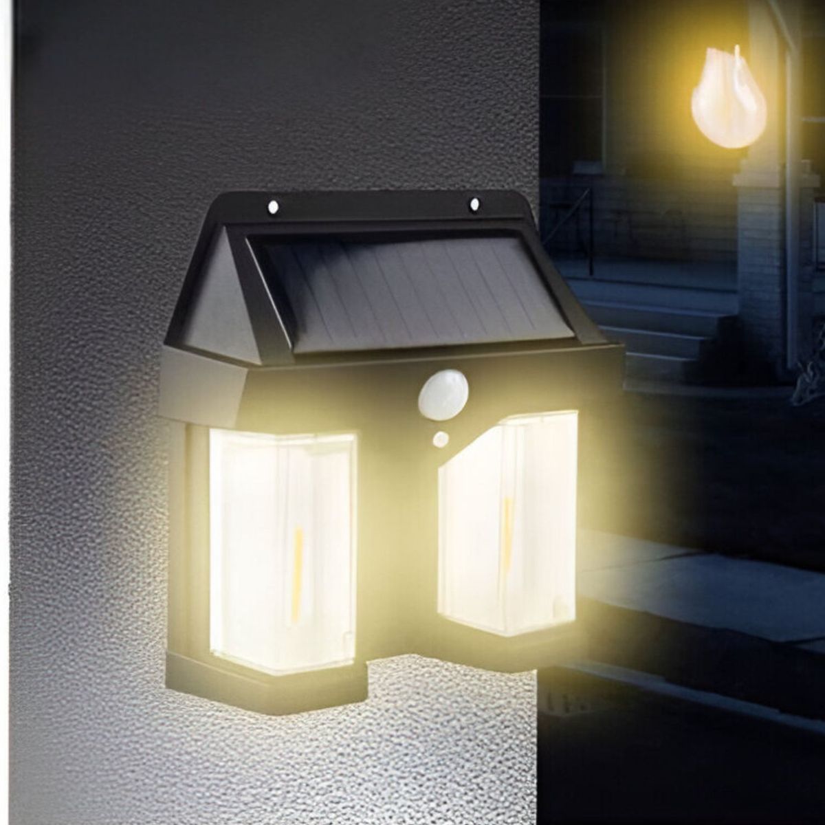 GENERICO - Lampara Solar Exterior Estilo Farol Pared Sensor Movimiento