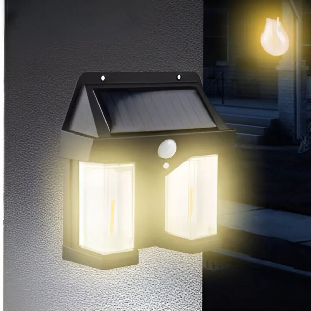 GENERICO - Lampara Solar Exterior Estilo Farol Pared Sensor Movimiento