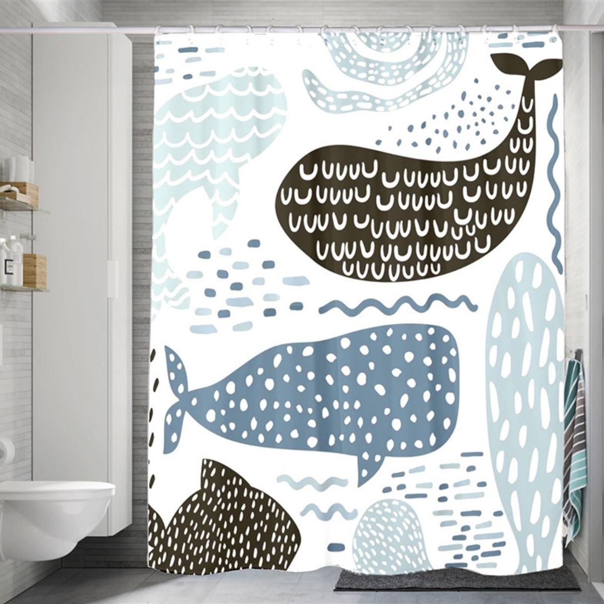 CRUSEC - Cortina De Baño Para Ducha Impermeable Con Diseño 180x150 Cm