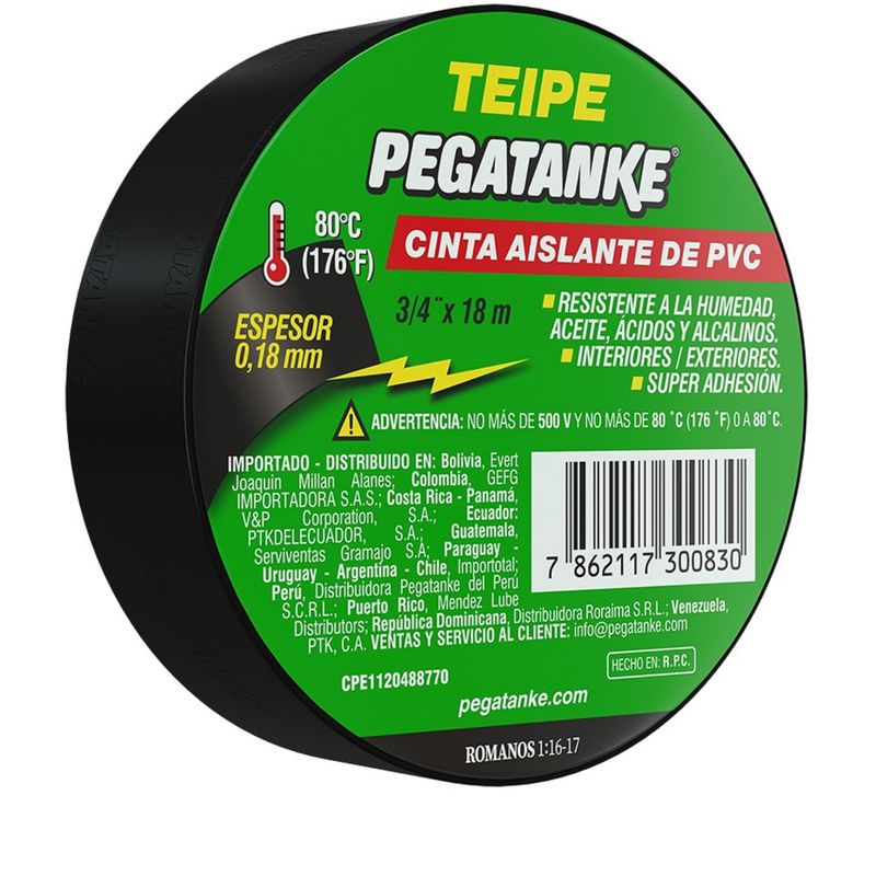 PEGATANKE - PEGATANKE TEIPE CINTA AISLANTE DE PVC 3/4" 18 M