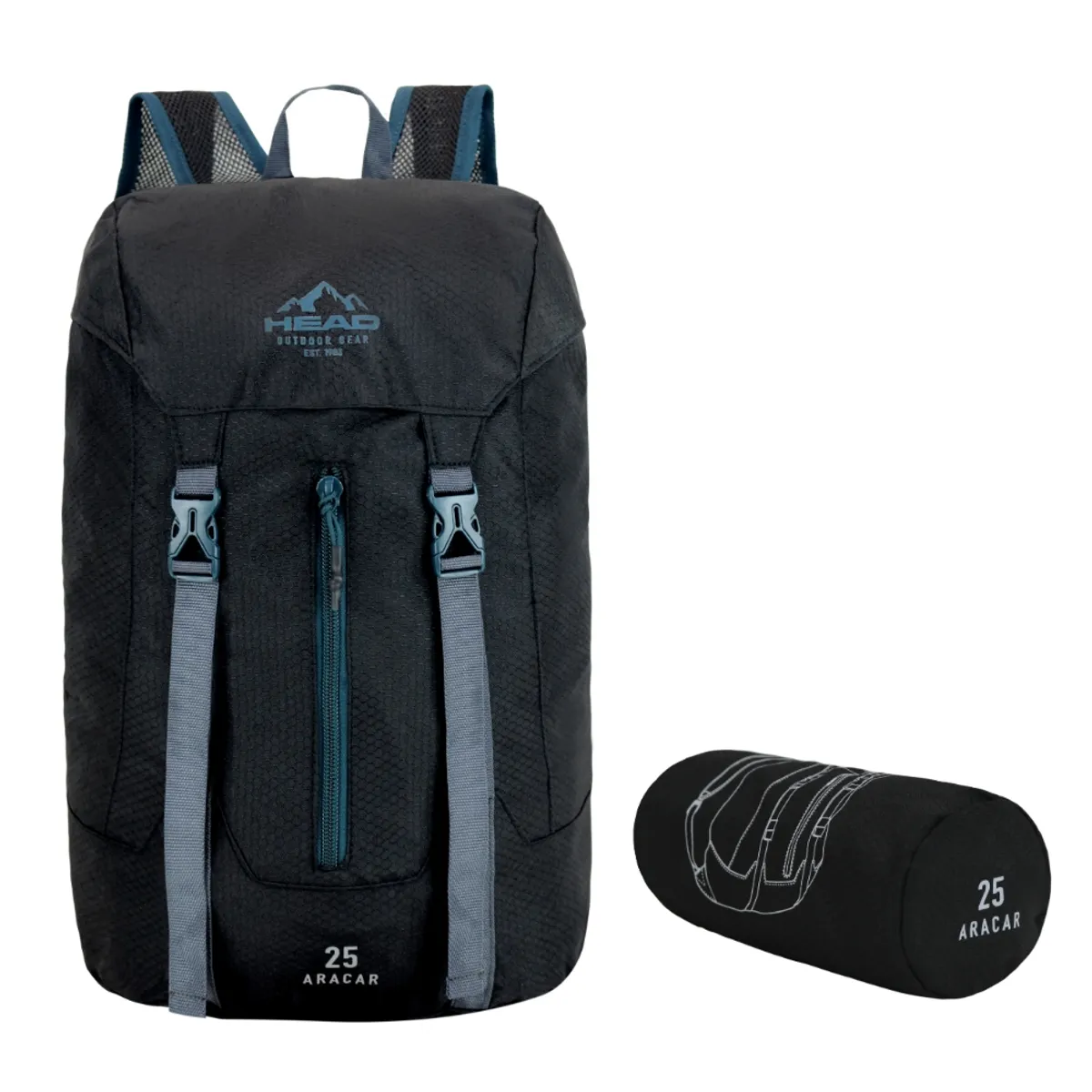 HEAD - Mochila Outdoor Camping Aracar 25 Negro Petroleo Head