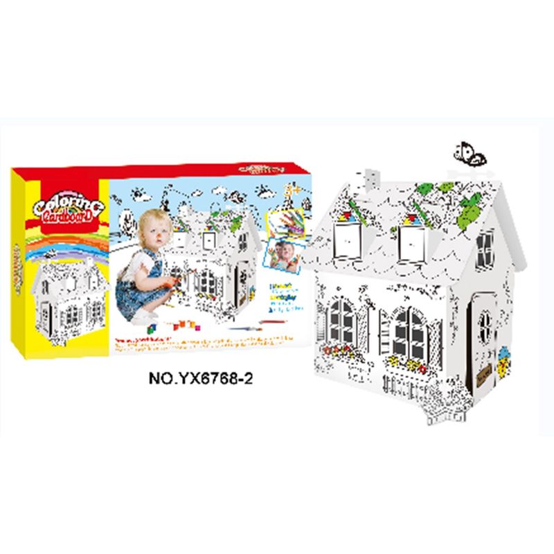 GENERICO - Casa De Cartón Para Pintar Manualidad Niños