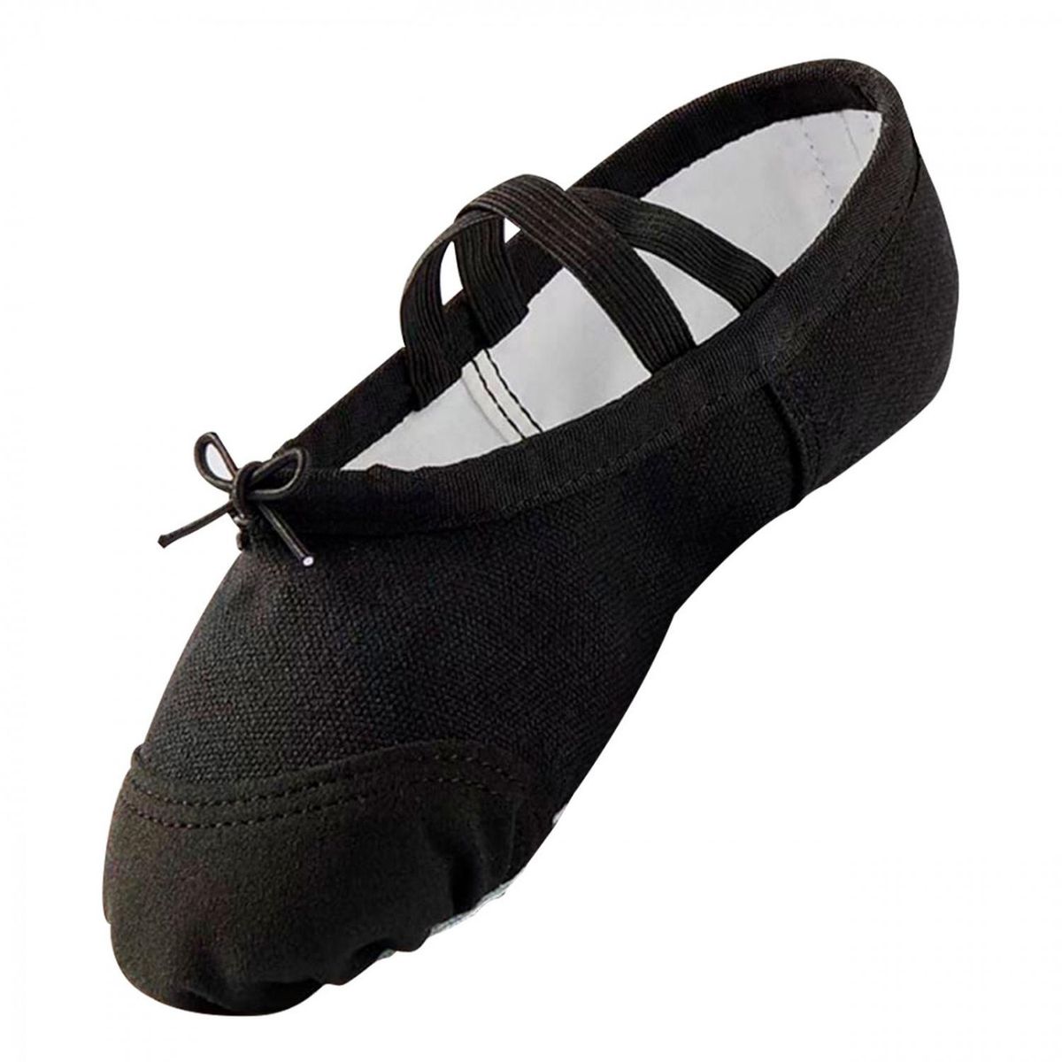 GENERICO - Zapatillas Media Punta Lona Y Gamuza Ballet Niña Negro 7702