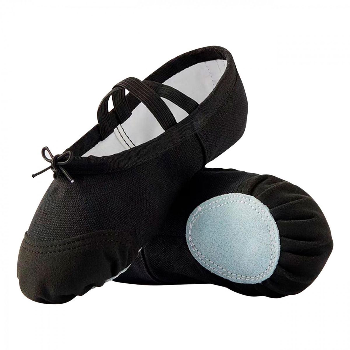 GENERICO - Zapatillas Media Punta Lona Y Gamuza Ballet Niña Negro 7702
