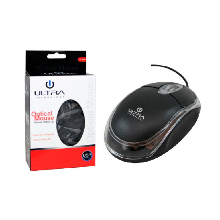 Mouse optico con cable negro