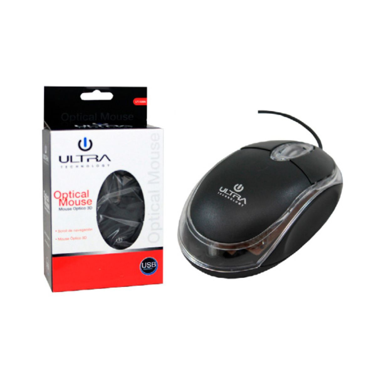ULTRA - Mouse optico Ultra con cable negro