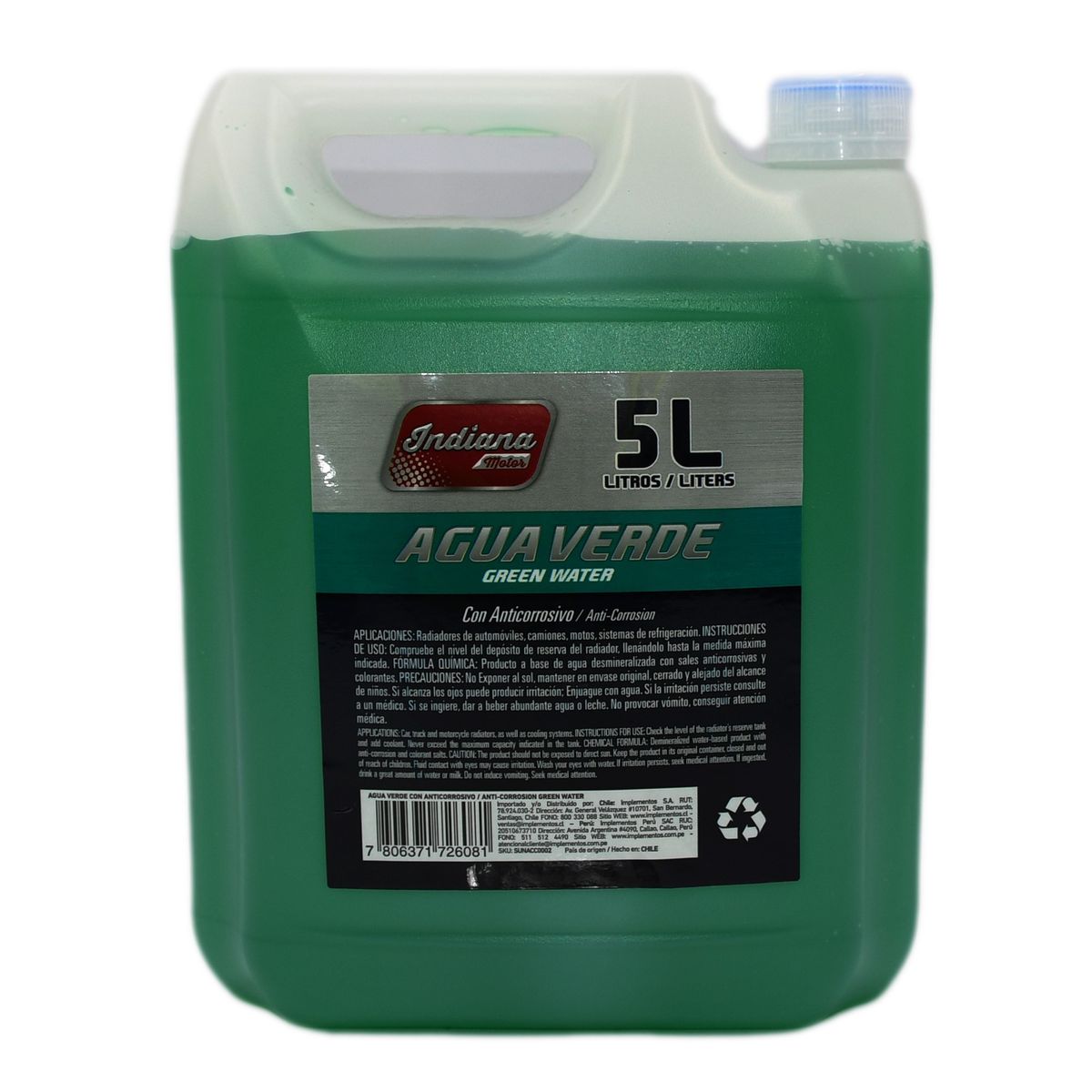 INDIANA - Agua Verde 5 Lts
