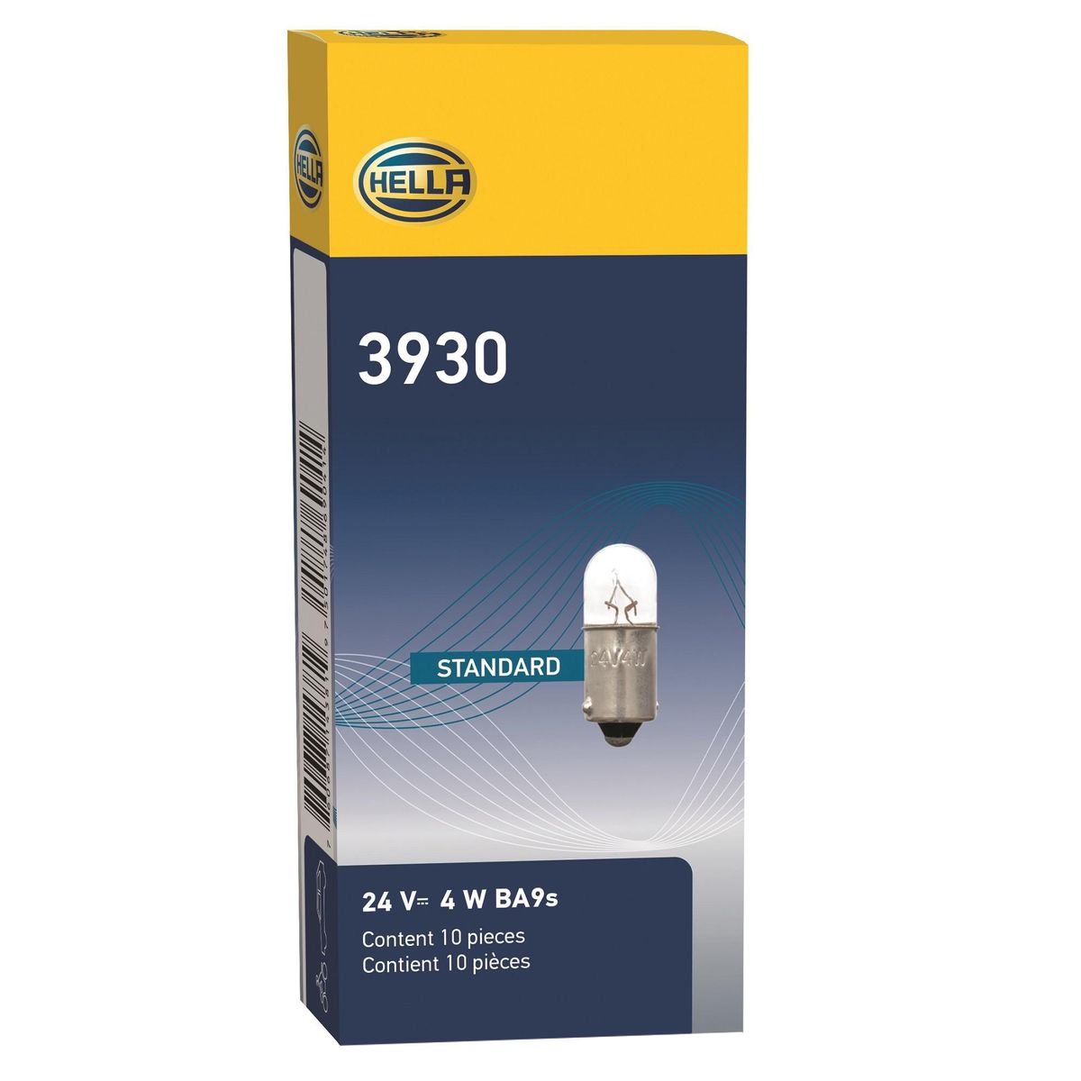 HELLA - Caja De 10 Ampolletas 1 Contacto 24 Volts 4 Watts - Hella