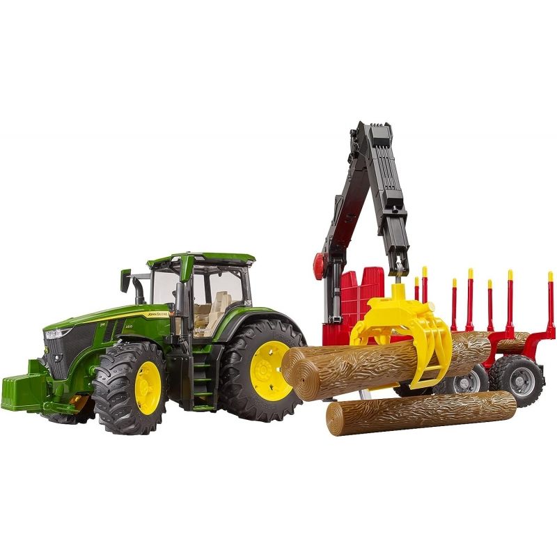 BRUDER - BRUDER 03154 JOHN DEERE 7R 350 WITH FORESTRY TRAILER AND 4