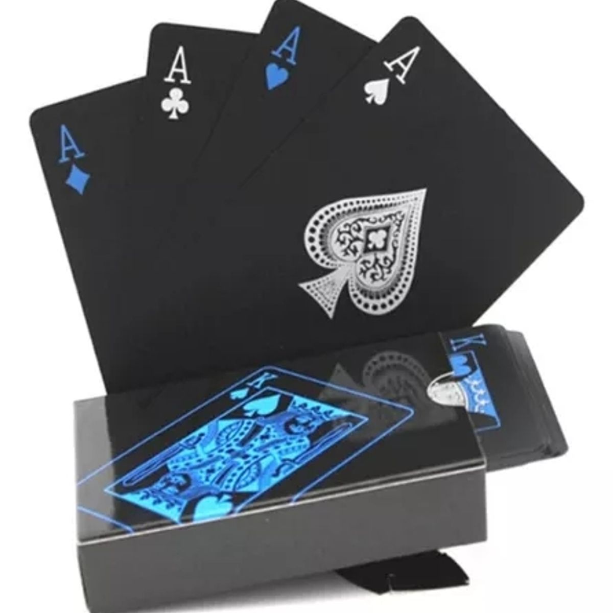 GENERICO - Baraja Naipe Carta Ingles Negras Plástica Magia Poker Premiu