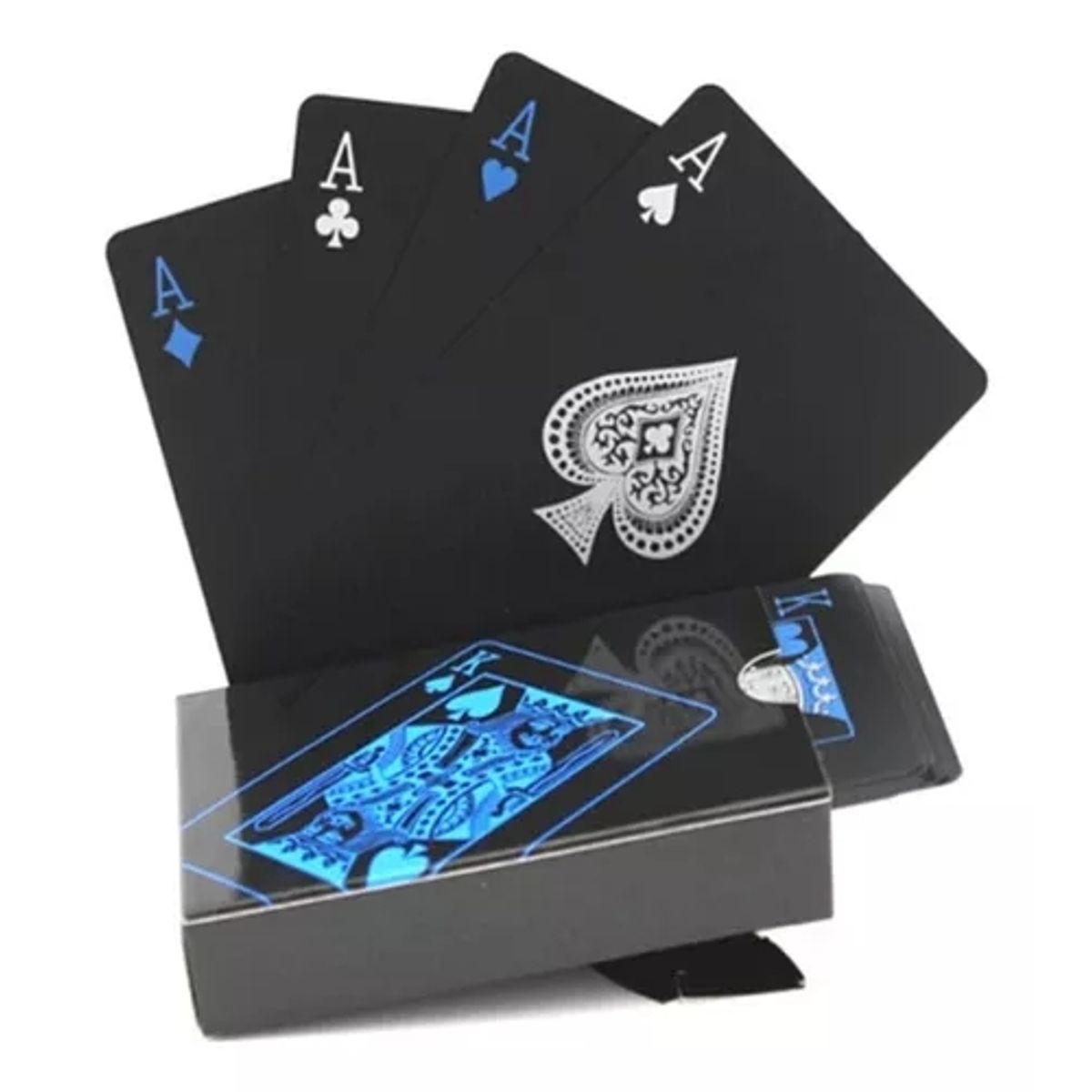 GENERICO - Baraja Naipe Carta Ingles Negras Plástica Magia Poker Premiu