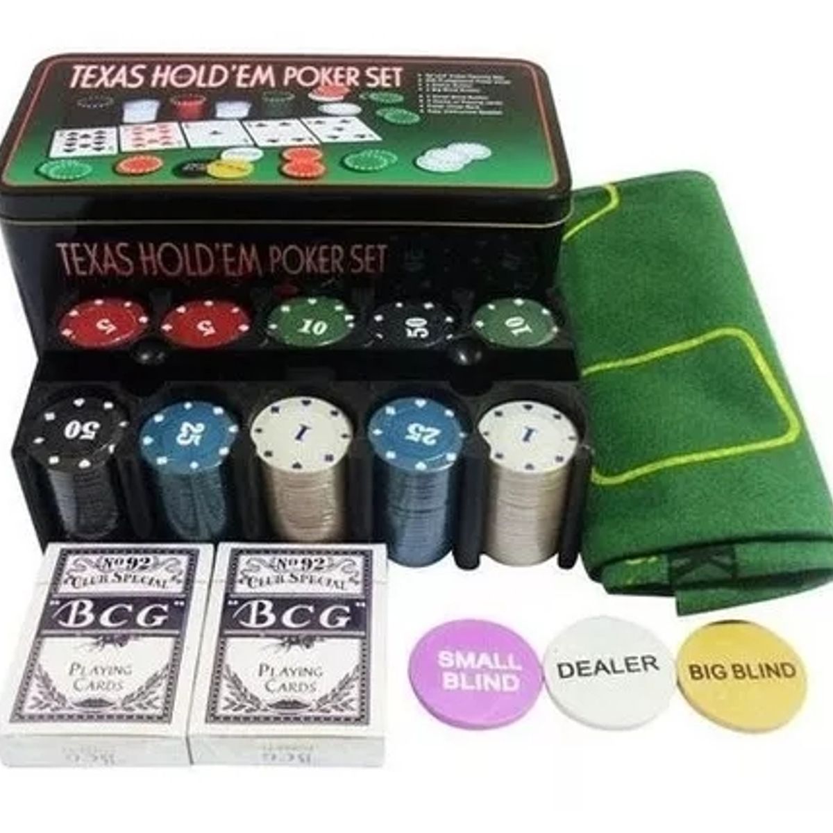 GENERICO - Set Poker 200 Fichas + Revolvedor De Cartas + Naipes + Envio