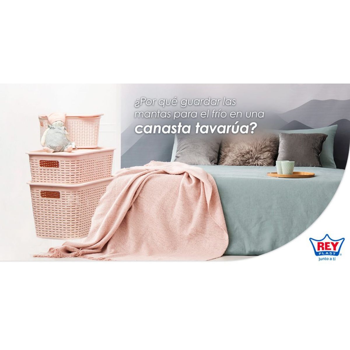 REYPLAST - Canastilla Canasta Organizadora Multiusos Rattan 22 Litros Rosa