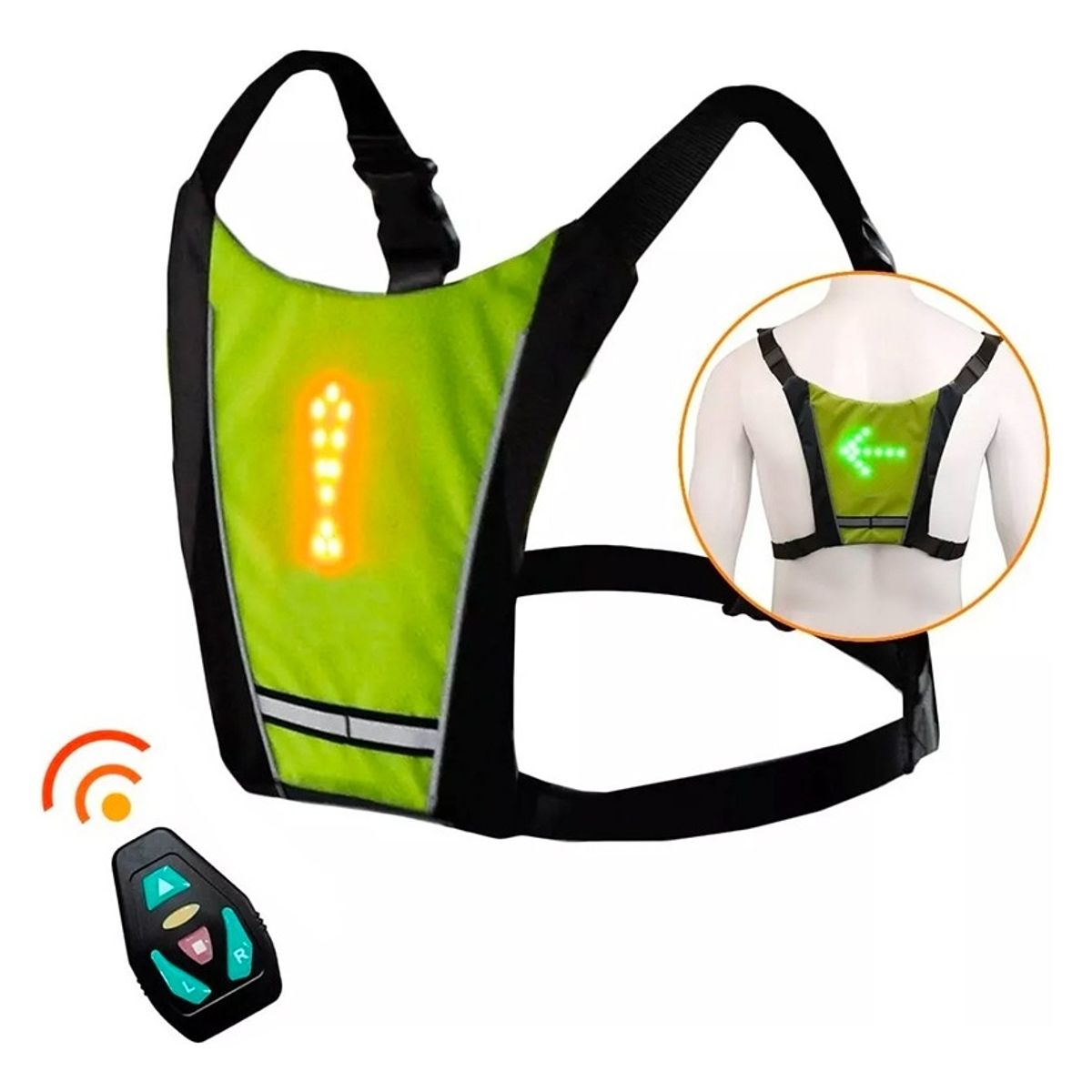 GENERICO - Chaleco Led Indicador Dirección Ciclista Scooter Color Verde