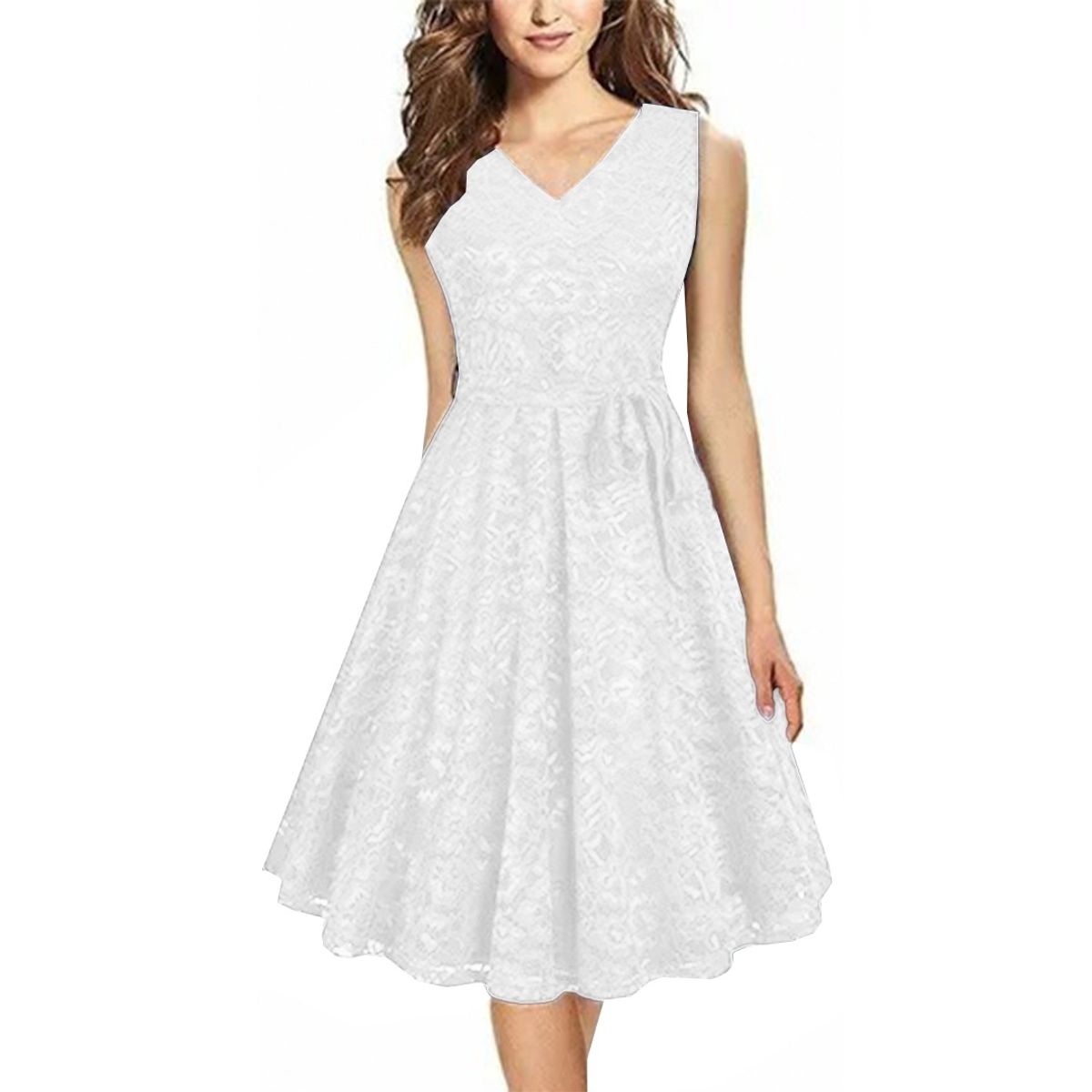 GENERICO - VESTIDO DE FIESTA  ACAMPANADO  IDEAL PARA FIESTA, COCTEL, BODA, GALA
