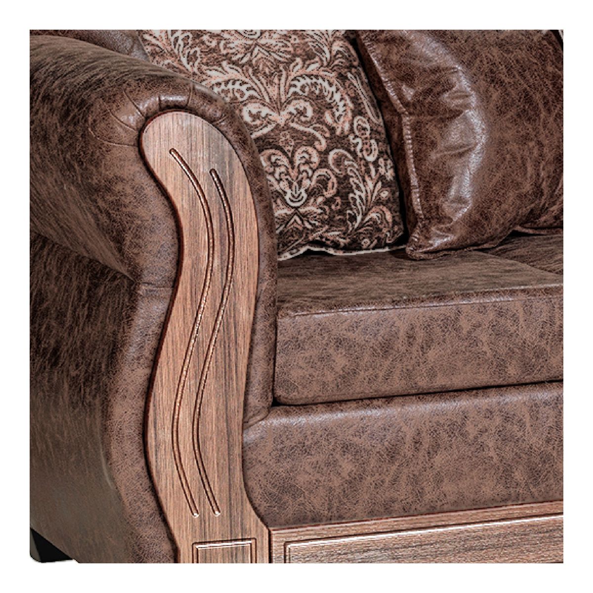 ADONIS LEUDH - Sofá 3 Personas Caburgua Envejecido Café X