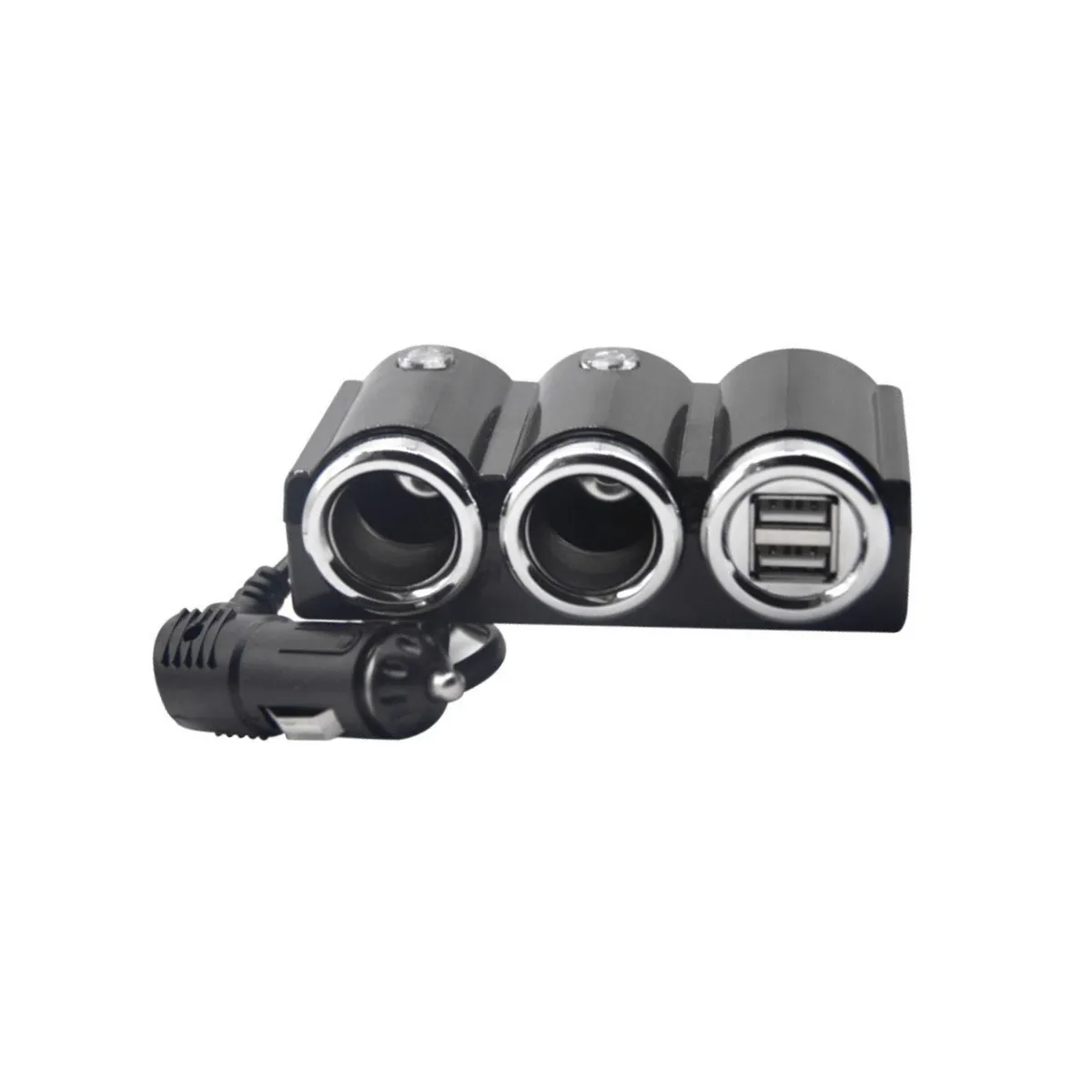 GENERICO - Adaptador Enchufe Encendedor Auto 2 Vias 2 Usb Cargador 120W