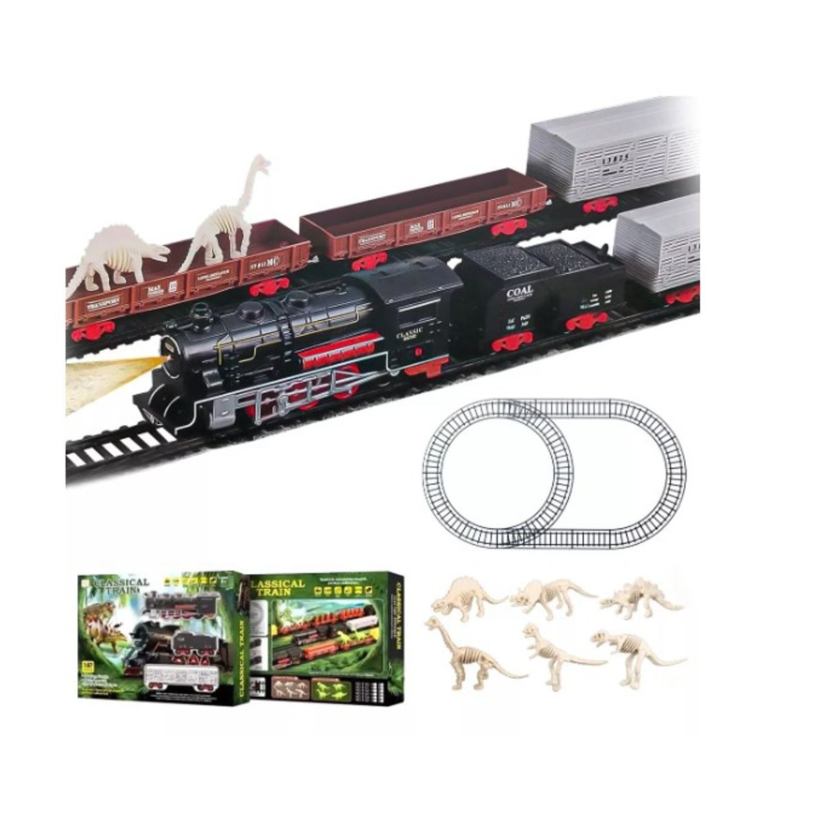 GENERICO - Juguete Tren Y Dinosaurio Electrico 32 Pcs Vagones Rieles