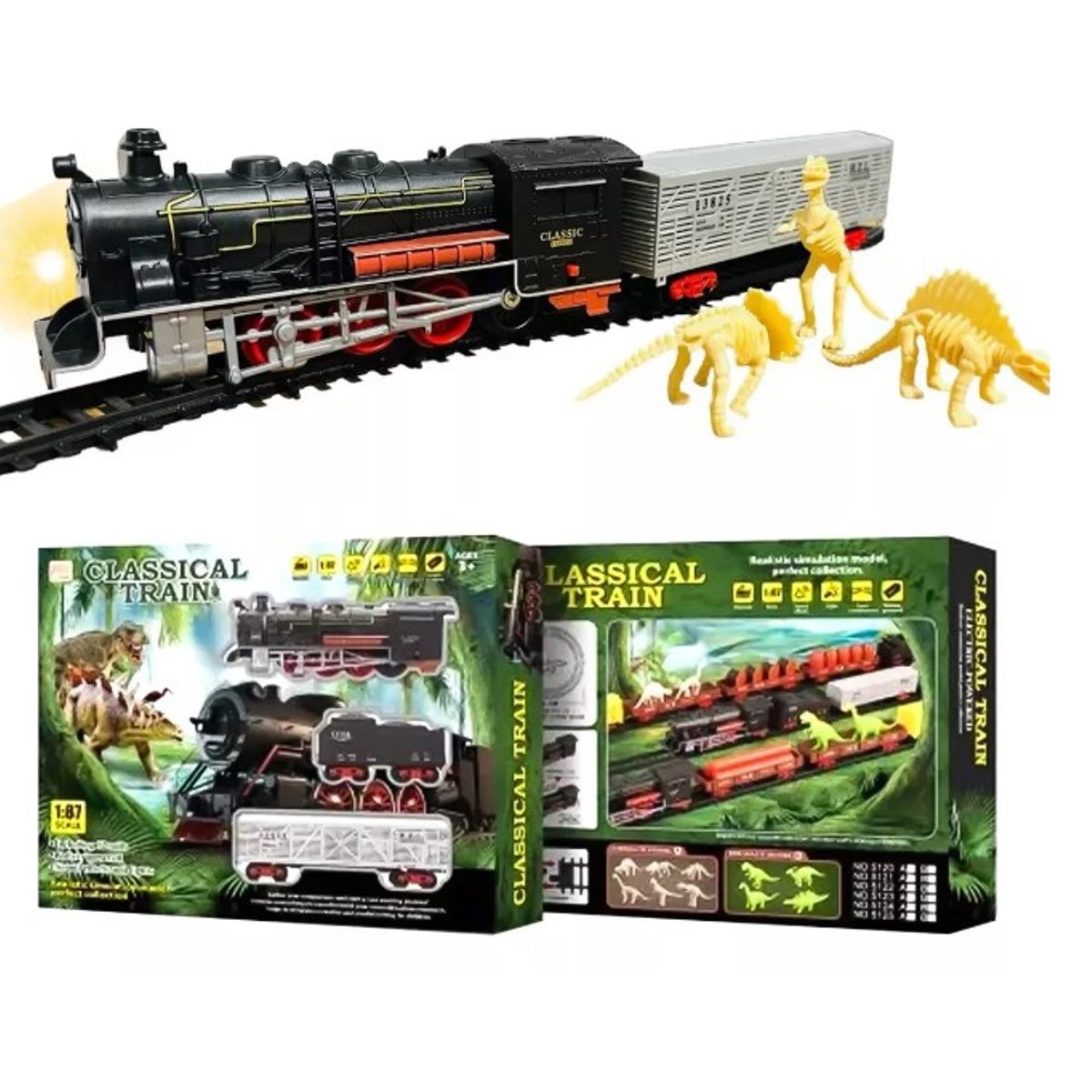 GENERICO - Juguete Tren Y Dinosaurio Electrico 32 Pcs Vagones Rieles