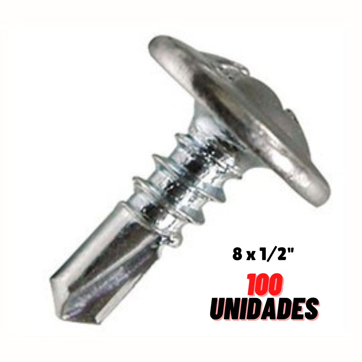 GENERICO - Tornillo Cabeza De Lenteja 8 x 1/2 Punta Broca 100 UND