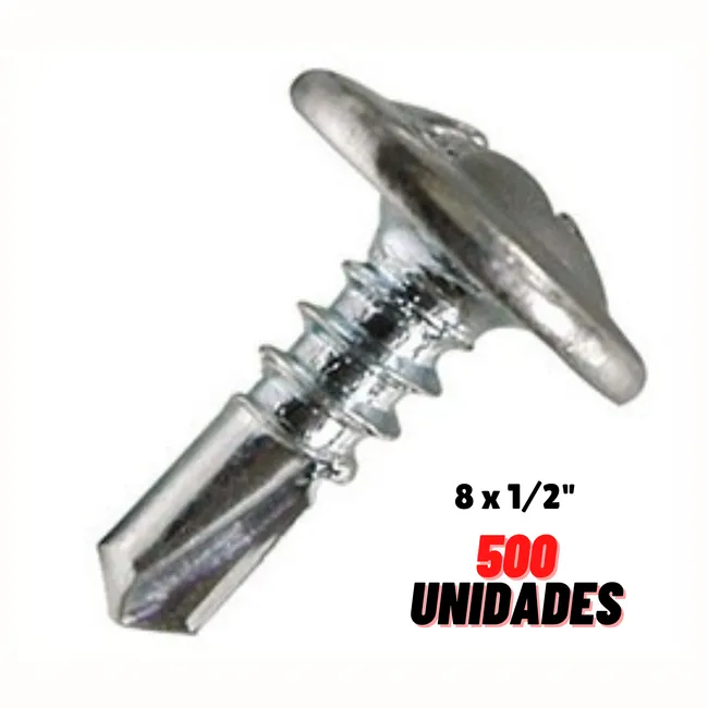 GENERICO - Tornillo Cabeza De Lenteja 8 x 1/2 Punta Broca 500 UND