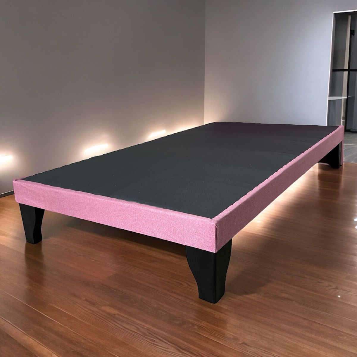 FLOBAL - Base de Cama 1 Plaza 90x190x35cm Rosado Lino Flobal