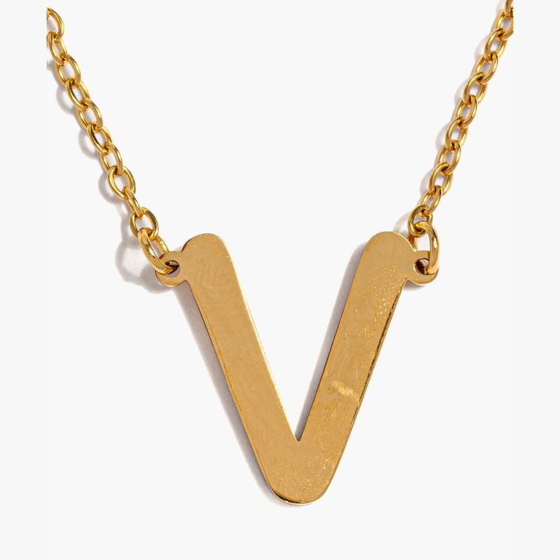 LOUNGE - Collar Mujer Letra V Dorado