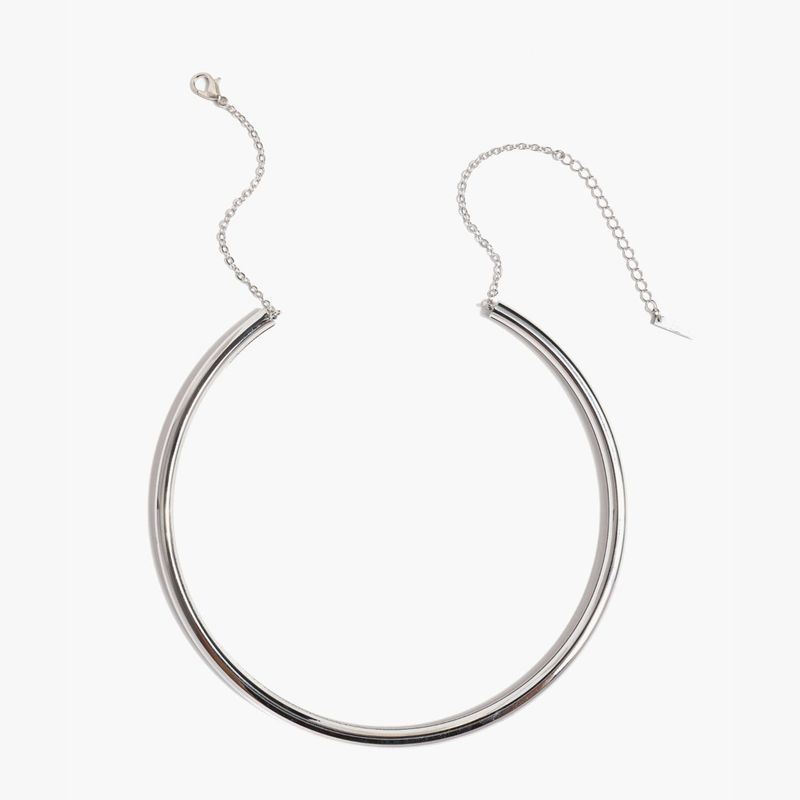 LOUNGE - Collar Mujer Choker Rígido Plateado
