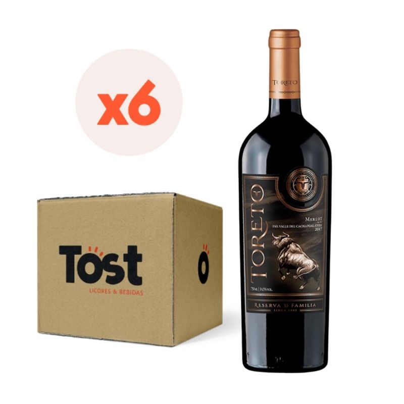 BESTIAS WINES - 6x Vino Toreto Reserva De Familia Merlot 750cc