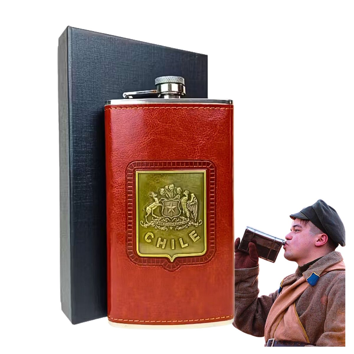 GENERICO - Petaca Diseño Escudo De Chile Elegante Regalo Papá Esposo