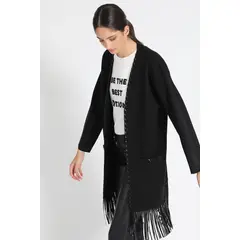 LIOLA - Tapado Con Flecos Negro