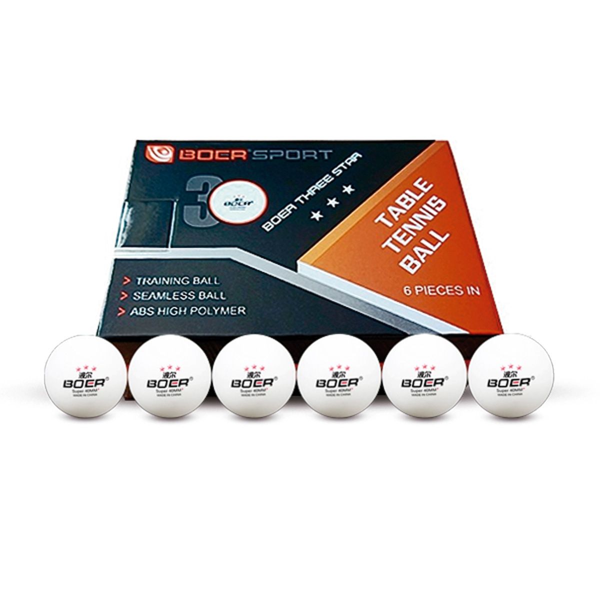 GENERICO - Pelota De 3 Estrellas Ping Pong Boer Sport 6 Unidades