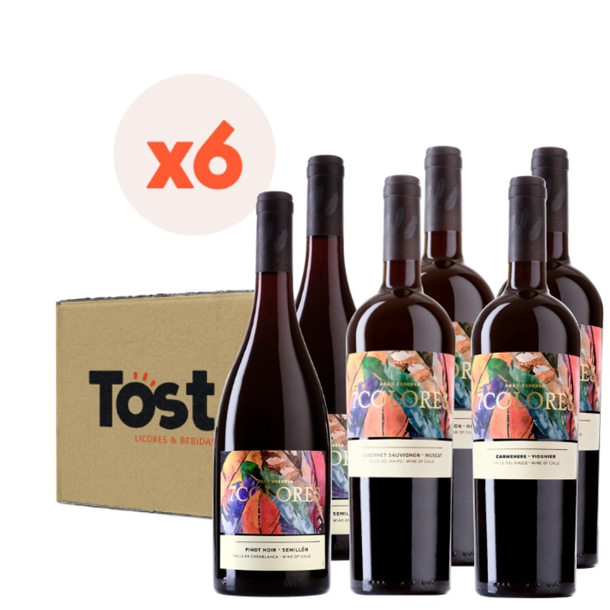 7 COLORES - 6x Mix Vinos 7 Colores Gran Reserva 750cc