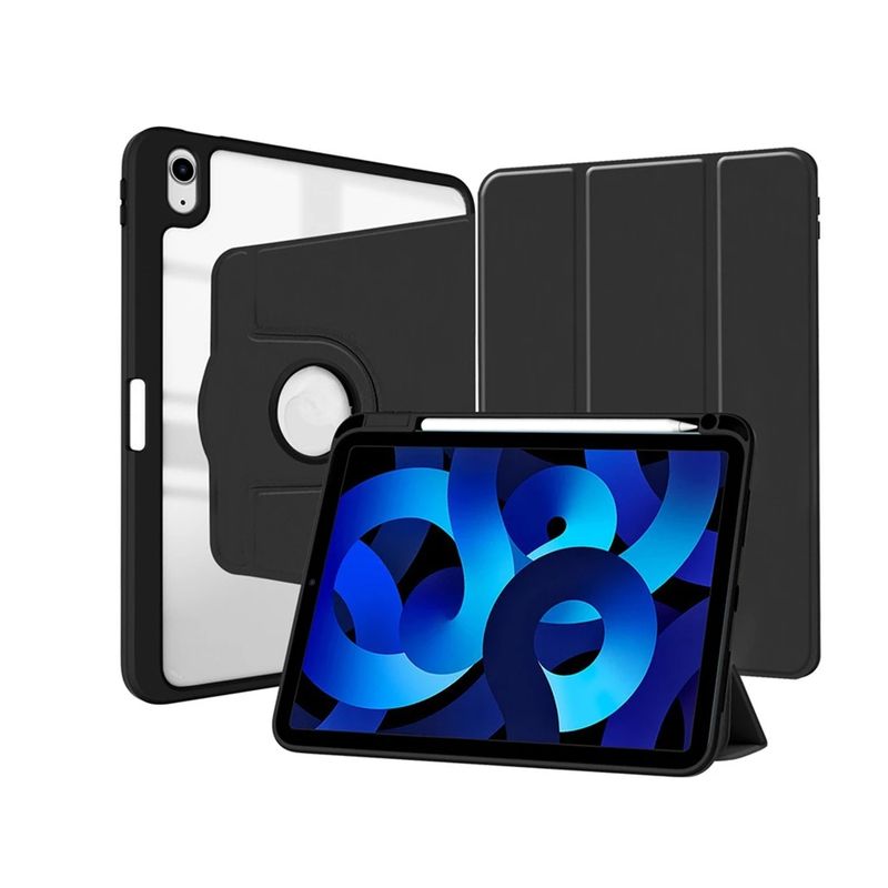 GENERICO - Carcasa Para iPad Pro 12.9 Con Soporte Giratorio 360° Negro
