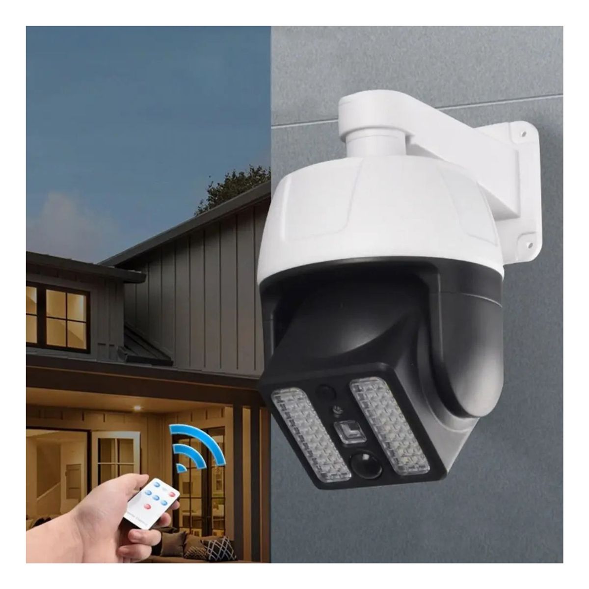 GENERICO - Lampara Panel Solar Camara Falsa Reflector Exterior 66 Led