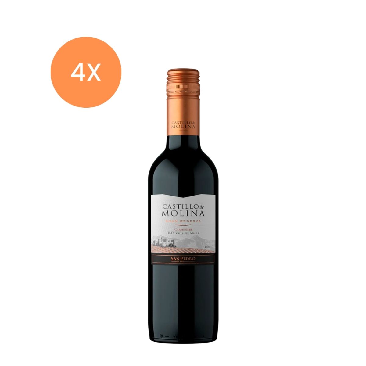 CASTILLO DE MOLINA - 4x Vino Castillo de Molina Gran Reserva Carmenere 14° 375cc