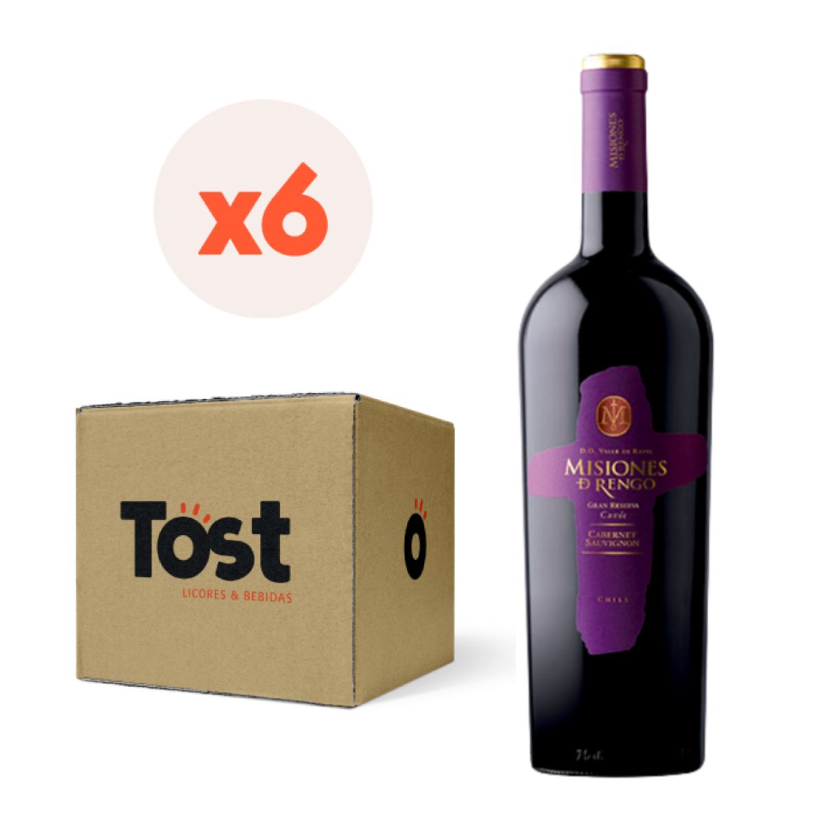 MISIONES DE RENGO - 6x Vino Misiones De Rengo Gran Reserva Cuvée Cabernet 750cc