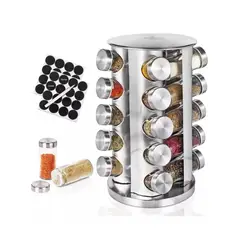 GENERICO - Condimenteros Especiero Giratorio Cocina 20 Frascos Color Plateado
