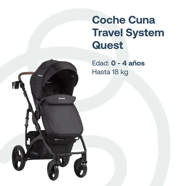 BEBESIT - Coche Cuna Travel System Quest LX Negro