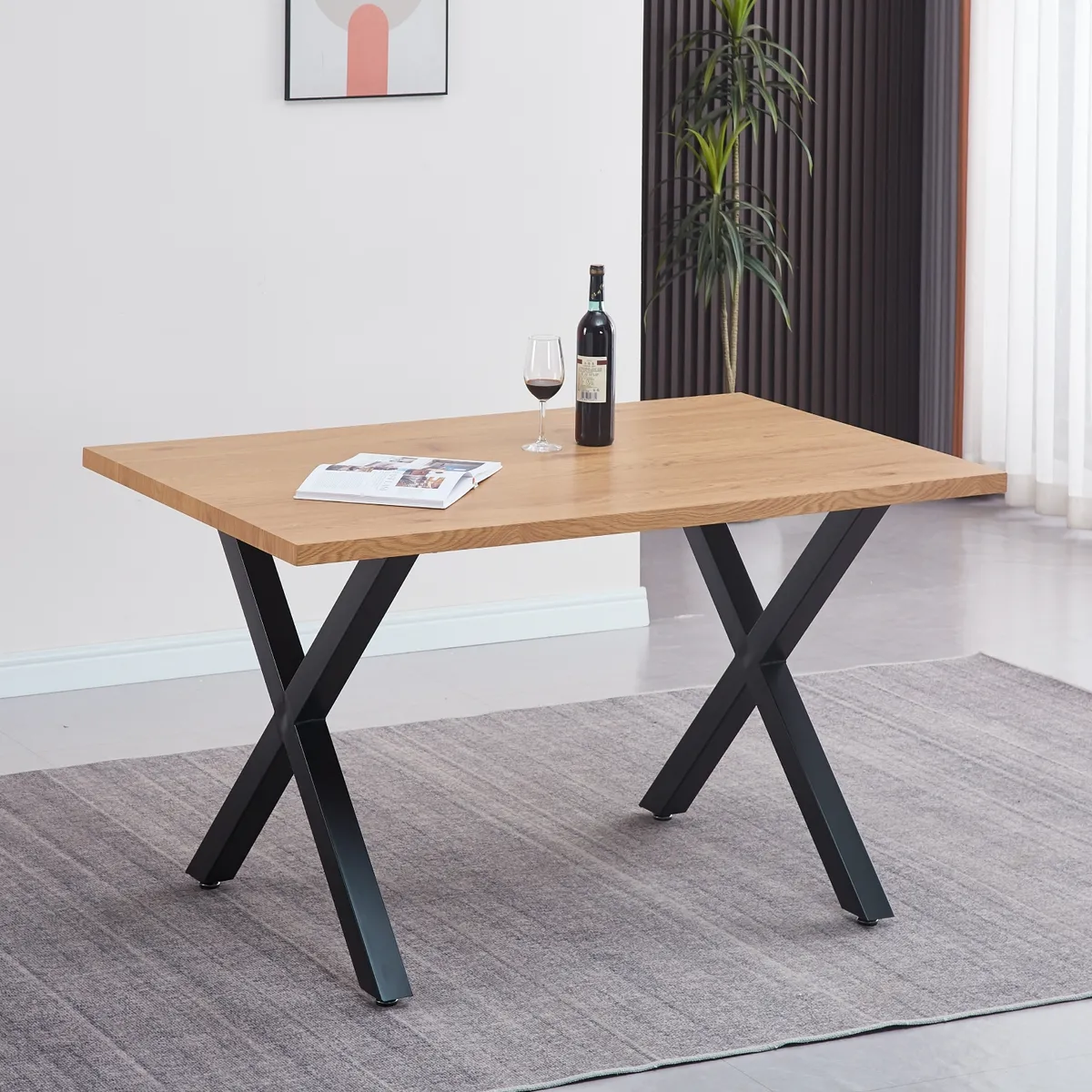 CORI CORI - Mesa industrial Color Madera y Metal Cross 140x90cm