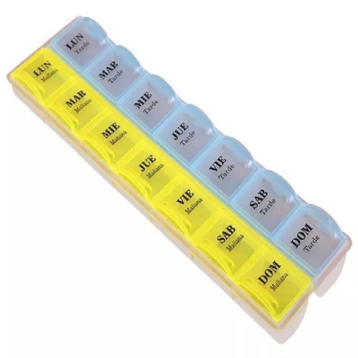 GENERICO - Pastillero Organizador Semanal Doble 2 Tomas Con Tapa
