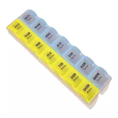 GENERICO - Pastillero Organizador Semanal Doble 2 Tomas Con Tapa
