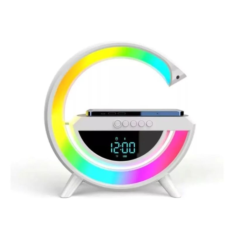 GENERICO - Lampara G Parlante Reloj Cargador Inalámbrico Bluetooth