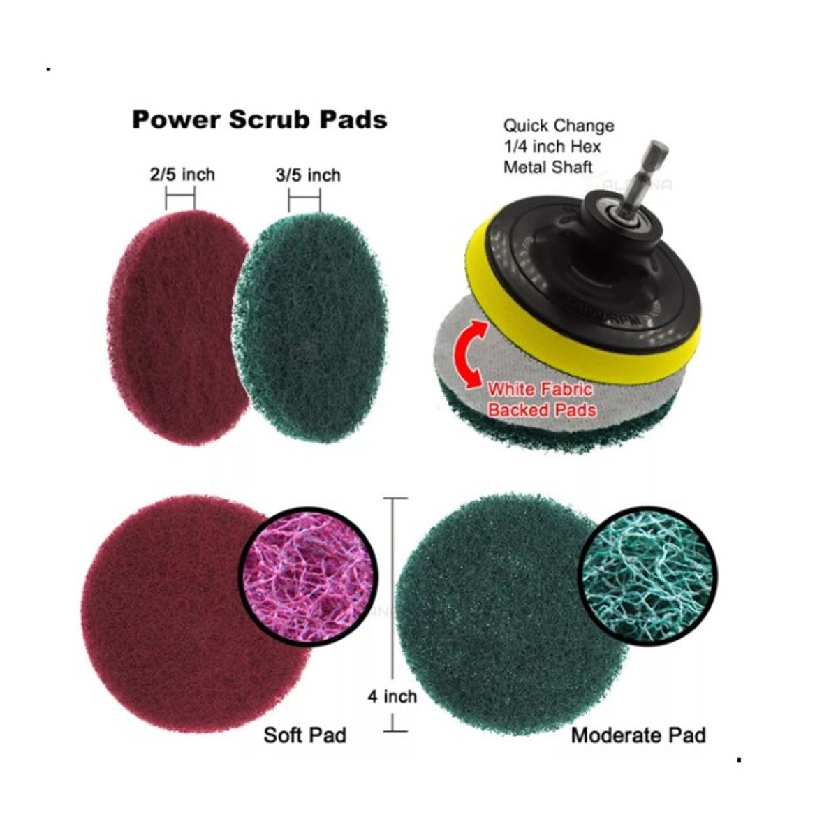 GENERICO - Limpieza De Auto Hogar Set Cepillos Para Taladro 12 Piezas