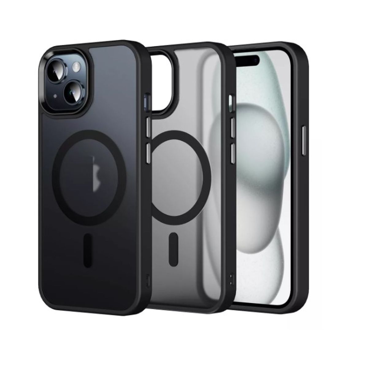 GENERICO - Carcasa Mate Para iPhone 15 Funda Magnética Traslucida Negro