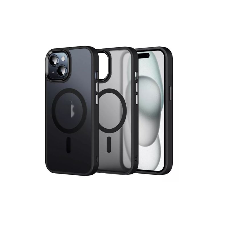 GENERICO - Carcasa Mate Para iPhone 15 Funda Magnética Traslucida Negro
