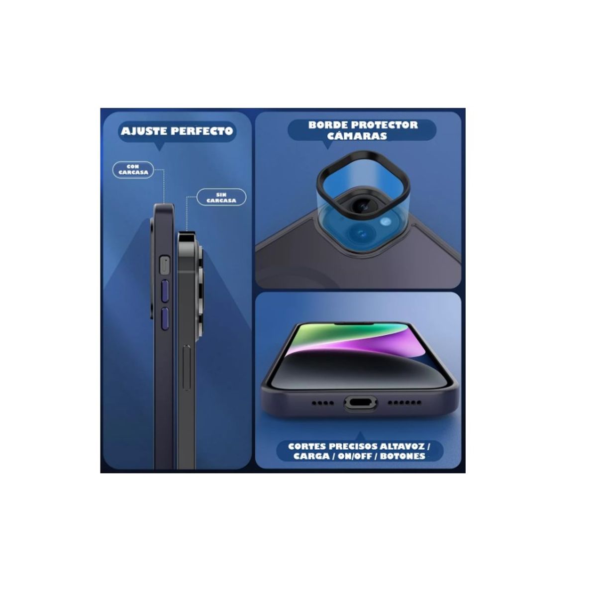 GENERICO - Carcasa Mate Para iPhone 15 Plus Funda Magnética Traslucida Negro