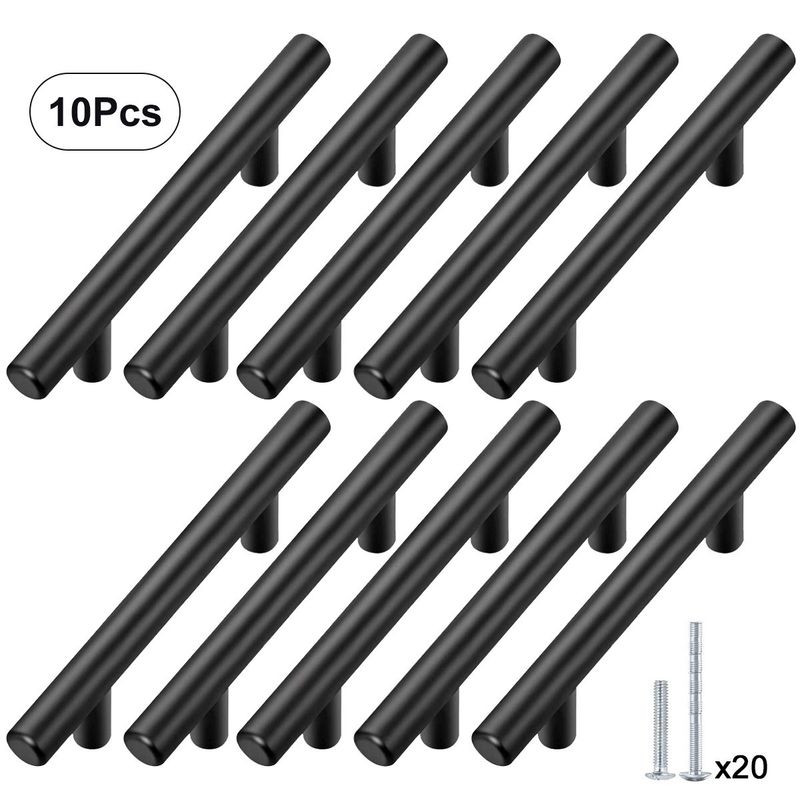 GENERICO - 10 Manillas Tirador Acero Inoxida 20cm Para Muebles Cajon Negro
