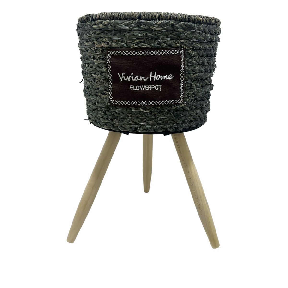 OEM - Macetero Tejido Blanco Y Negro Porta Maceta Rustico 43cm