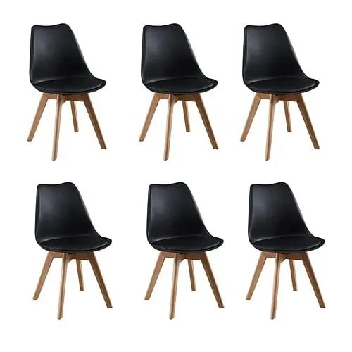 Pack 6 Sillas Tulip Acolchadas Negro